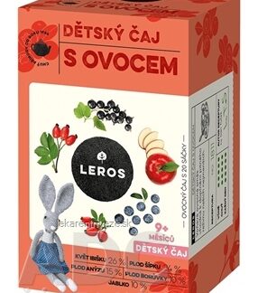 LEROS DETSKÝ ČAJ S OVOCÍM nálevové vrecká (od 9+ mesiacov) (inov. 2021) 20x2 g (40 g)
