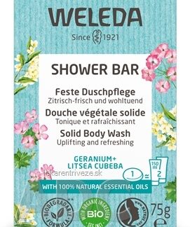 WELEDA SHOWER BAR Aromatické bylinkové mydlo geranium + litsea cubeba, s esenciálnymi olejmi 1x75 g