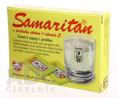 SAMARITAN s arómou citrónu + vitamín C šumivý nápoj v prášku, vrecká 8x5 g (40 g)